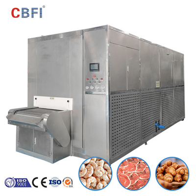 Dây đai lưới công nghiệp tự động Máy làm lạnh đường hầm IQF cho thịt tôm Khoai tây chiên Máy làm lạnh đường hầm