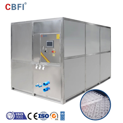 Máy làm khối băng thép không gỉ thương mại Tiêu chuẩn tiếng ồn thấp 1-20 tấn/24h Capacity Square Ice Cube Shape